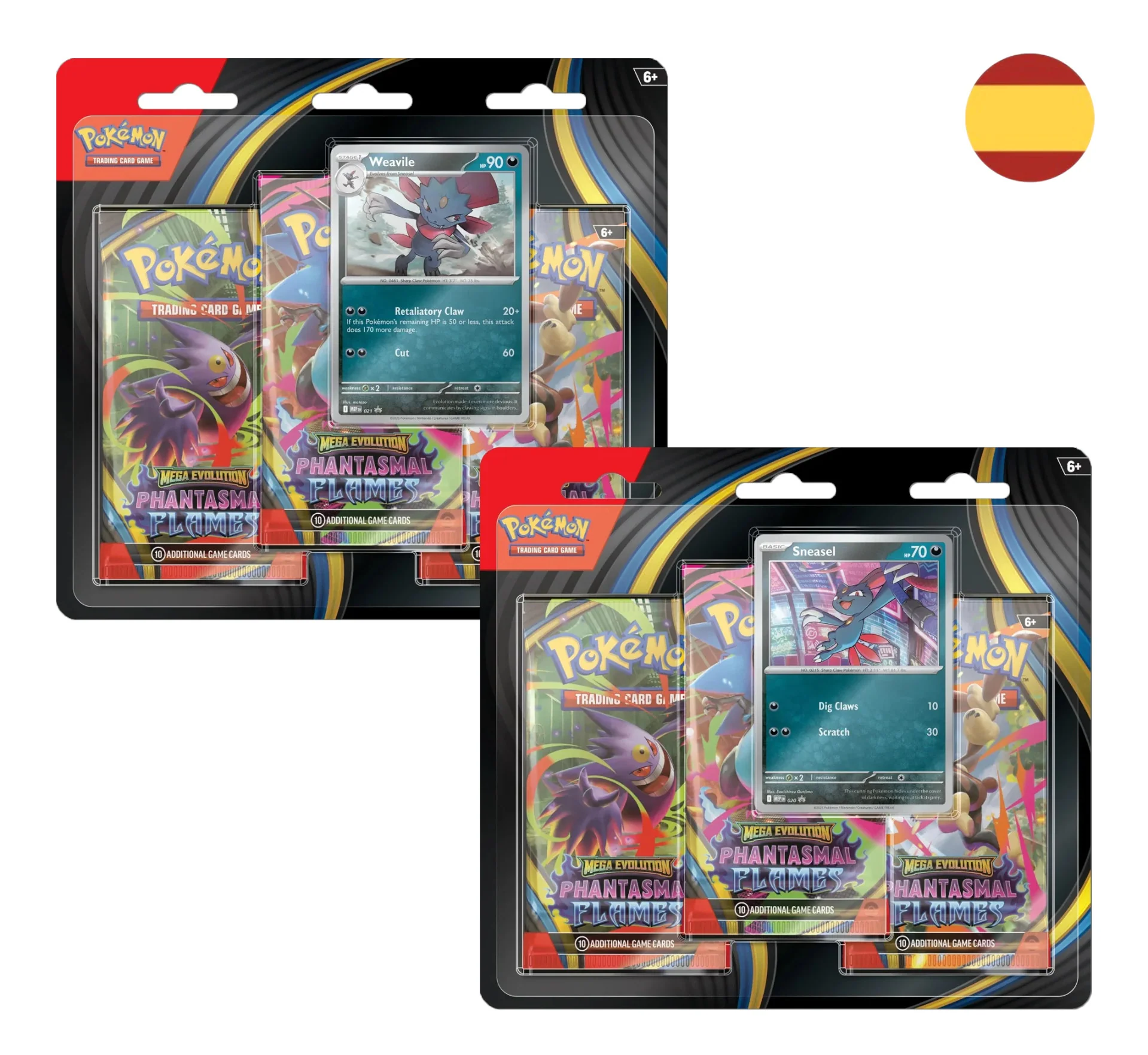3PACK BLISTER DE 3 SOBRES POKEMON PHANTASMAL FLAMES - FUEGOS FANTASMALES (ESPAÑOL)