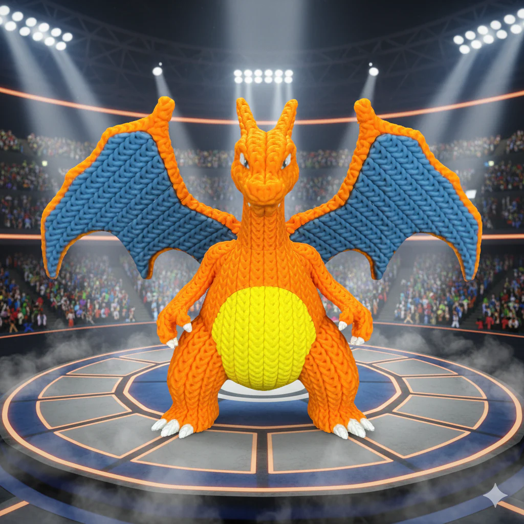 FIGURA CHARIZARD 3D ESTILO CROCHET – POKÉMON - Image 3