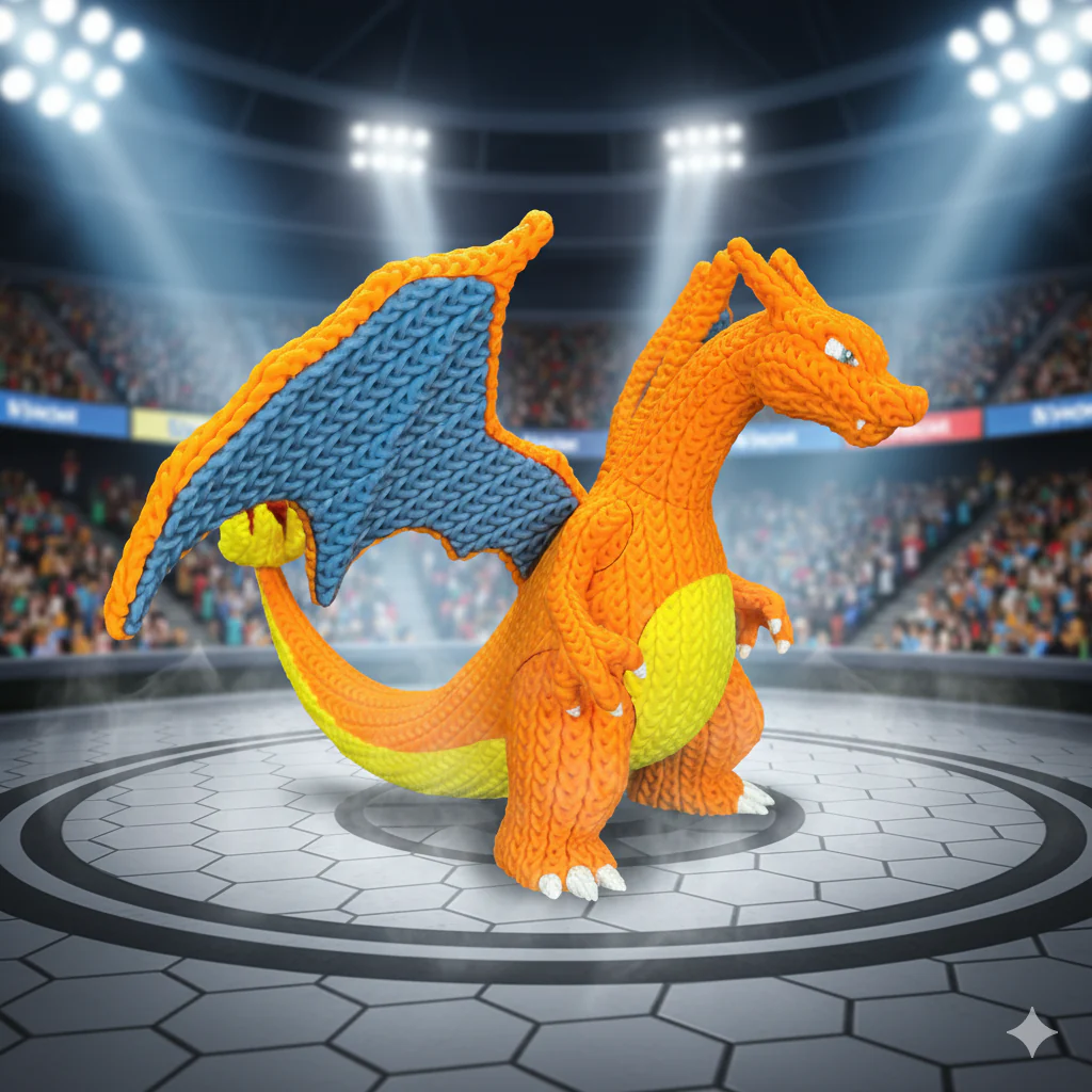 FIGURA CHARIZARD 3D ESTILO CROCHET – POKÉMON - Image 5