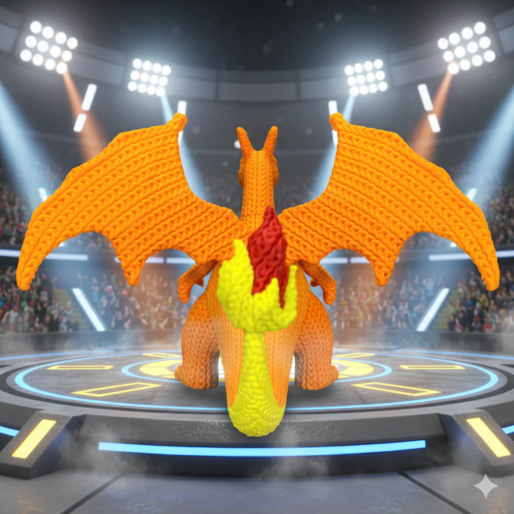 FIGURA CHARIZARD 3D ESTILO CROCHET – POKÉMON - Image 6