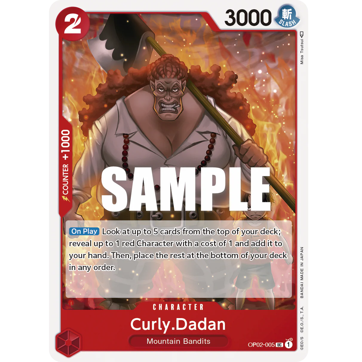 ONE PIECE CARD GAME OP02-005 UC CURLY DADAN "PARAMOUNT WAR INGLÉS"