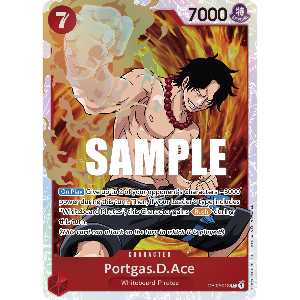 ONE PIECE CARD GAME OP02-013 SR PORTGAS D ACE (V.1) "PARAMOUNT WAR INGLÉS"