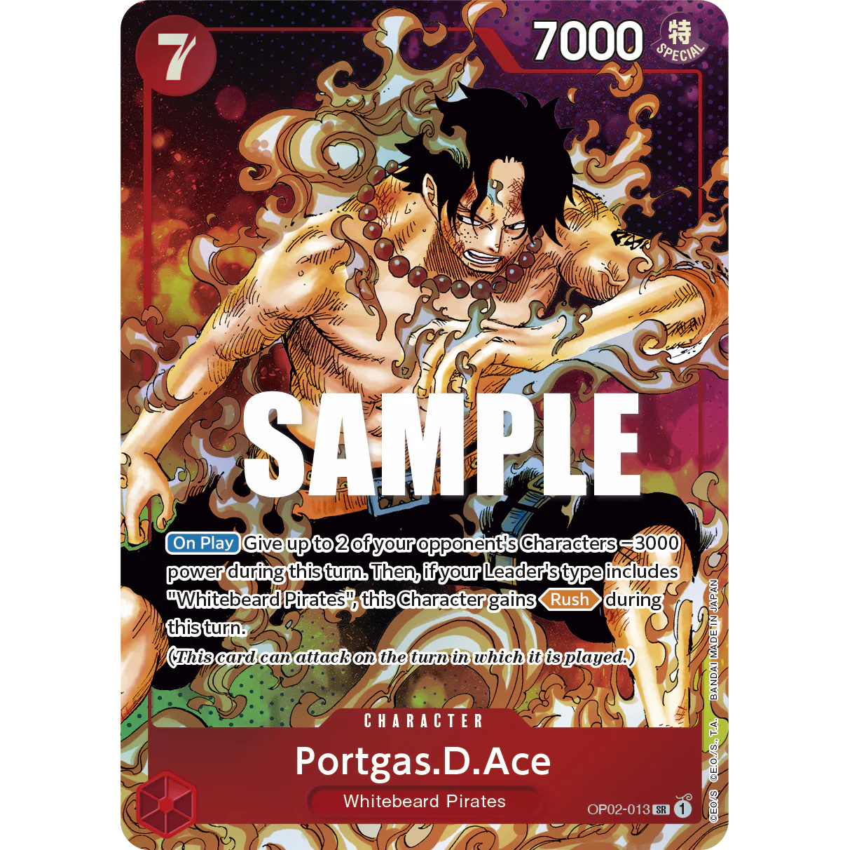 ONE PIECE CARD GAME OP02-013 SR PORTGAS D ACE (V.2) "PARAMOUNT WAR INGLÉS"