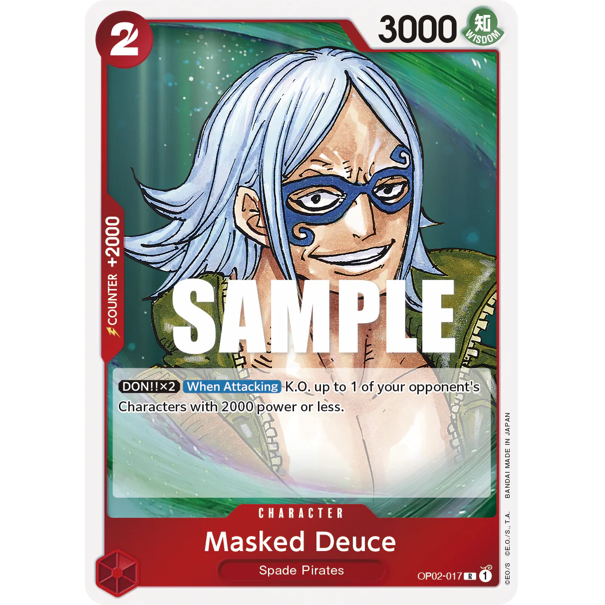 ONE PIECE CARD GAME OP02-017 R MASKED DEUCE (V.1) "PARAMOUNT WAR INGLÉS"