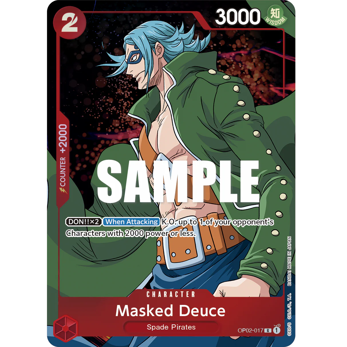 ONE PIECE CARD GAME OP02-017 R MASKED DEUCE (V.2) "PARAMOUNT WAR INGLÉS"