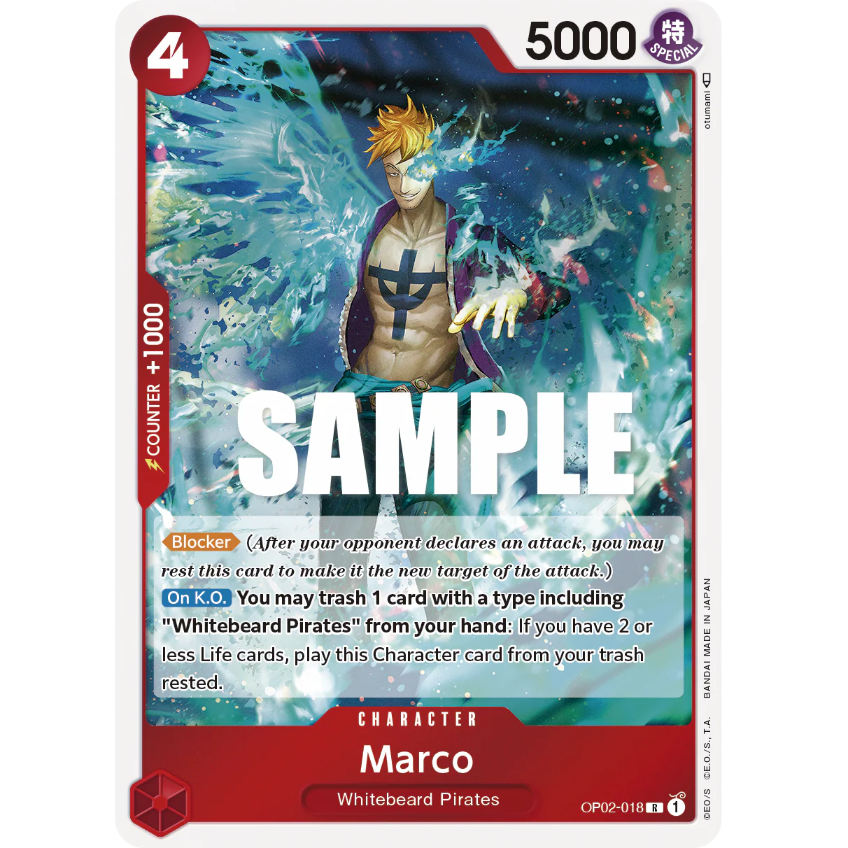ONE PIECE CARD GAME OP02-018 R MARCO (V1) "PARAMOUNT WAR INGLÉS"