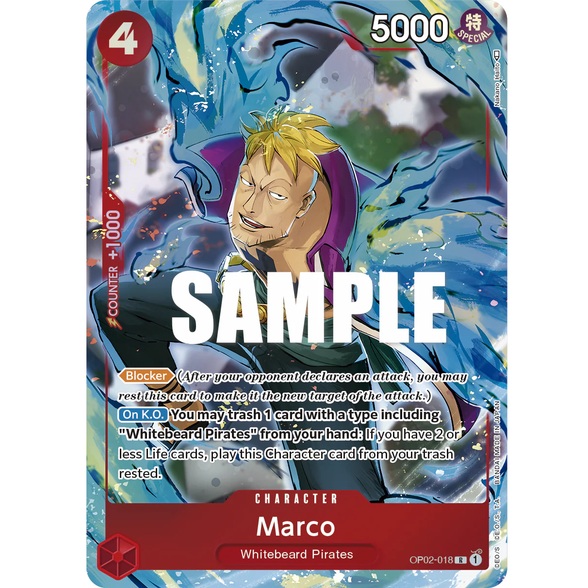 ONE PIECE CARD GAME OP02-018 R MARCO (V.2) "PARAMOUNT WAR INGLÉS"