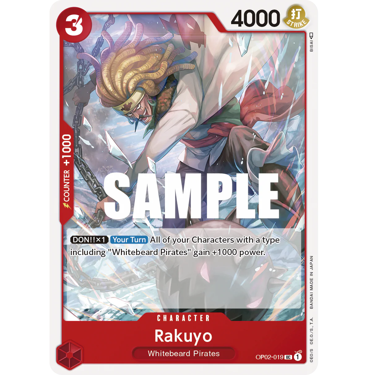 ONE PIECE CARD GAME OP02-019 UC RAKUYO "PARAMOUNT WAR INGLÉS"