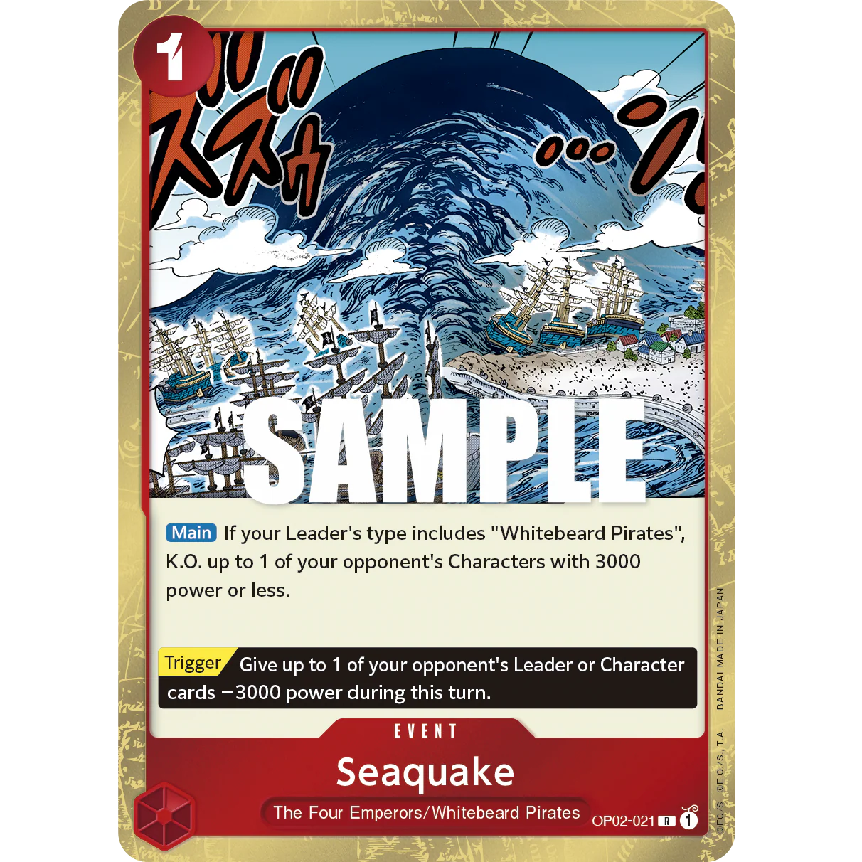 ONE PIECE CARD GAME OP02-021 R SEAQUAKE "PARAMOUNT WAR INGLÉS"