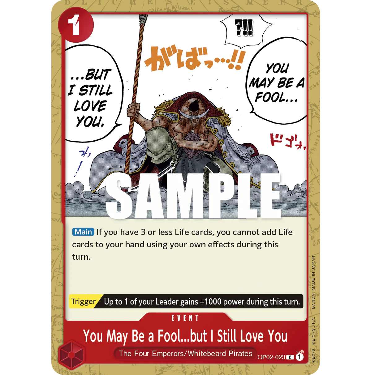 ONE PIECE CARD GAME OP02-023 C YOU MAY BE A FOOL... BUT I STILL LOVE YOU "PARAMOUNT WAR INGLÉS"