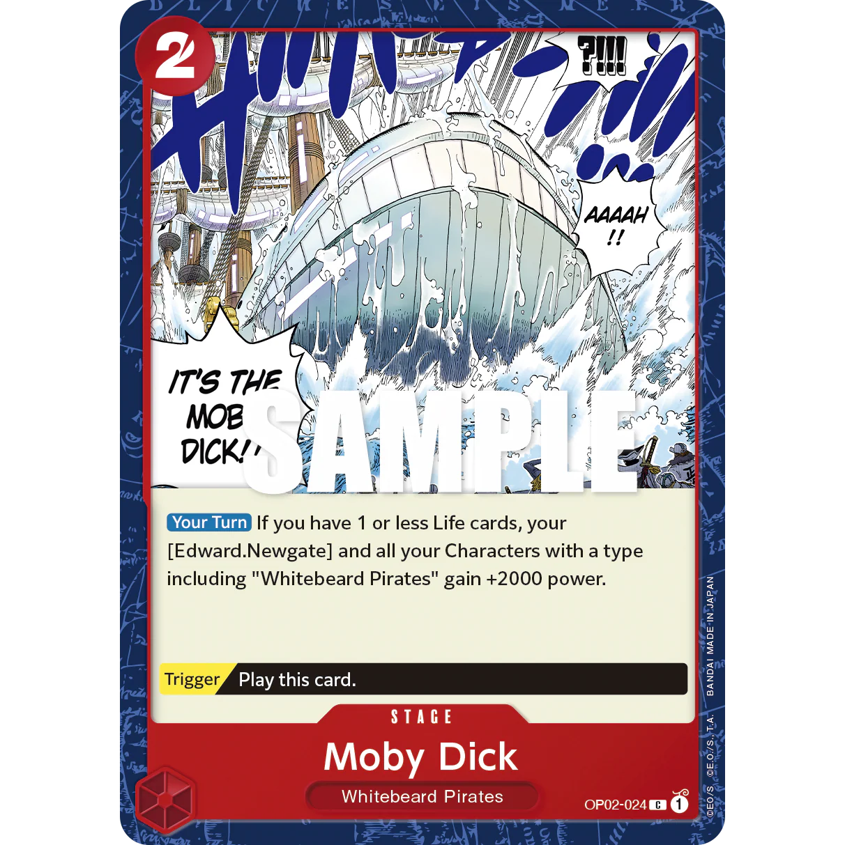 ONE PIECE CARD GAME OP02-024 C MOBY DICK "PARAMOUNT WAR INGLÉS"