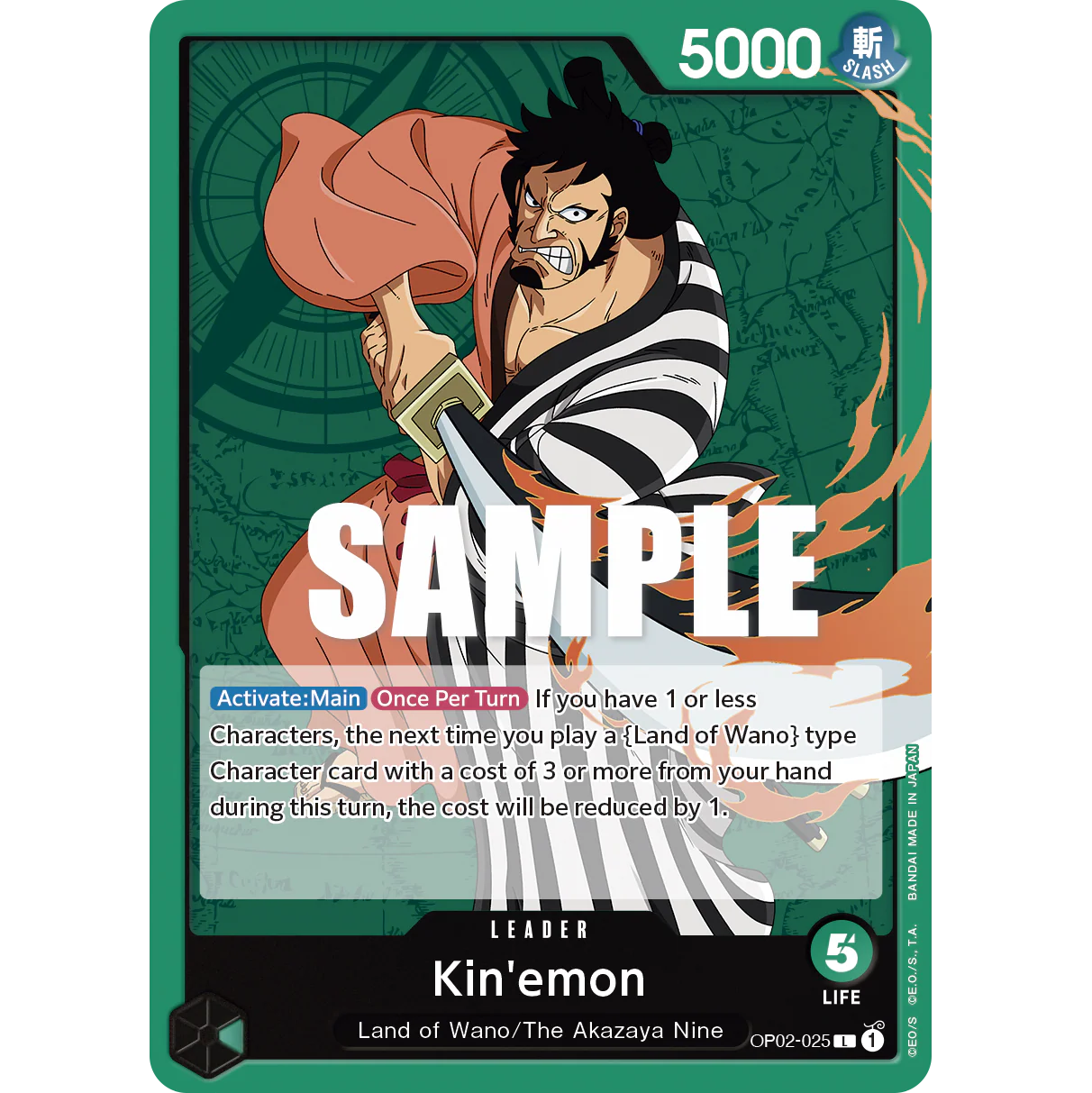 ONE PIECE CARD GAME OP02-025 L KIN'EMON (V.1) "PARAMOUNT WAR INGLÉS"