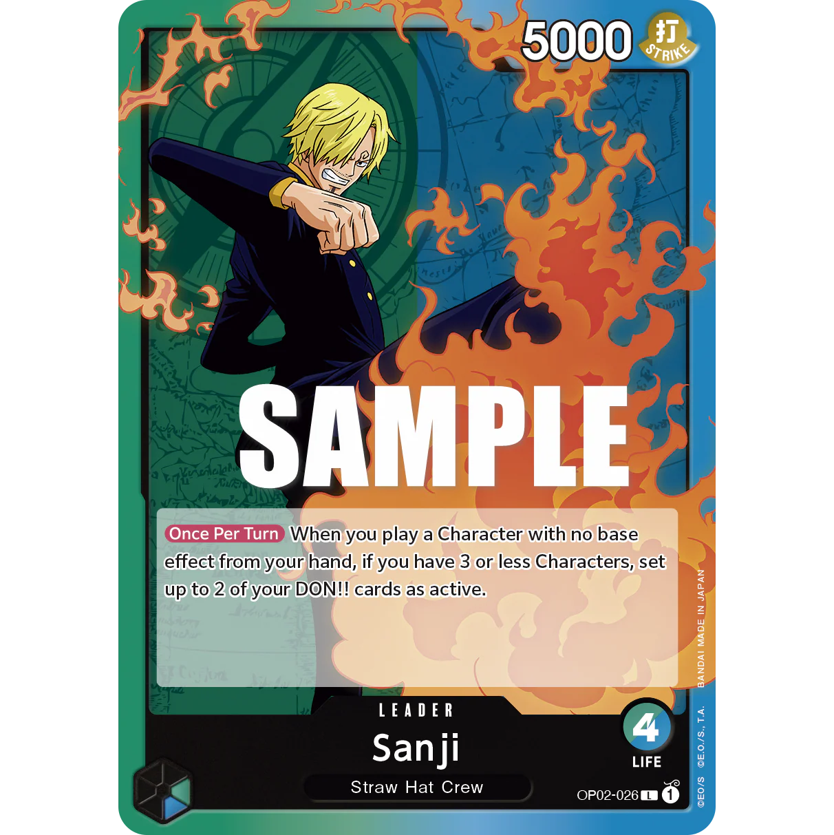 ONE PIECE CARD GAME OP02-026 L SANJI (V.1) "PARAMOUNT WAR INGLÉS"