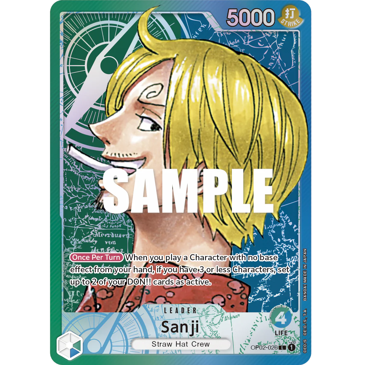 ONE PIECE CARD GAME OP02-026 L SANJI (V.2) "PARAMOUNT WAR INGLÉS"
