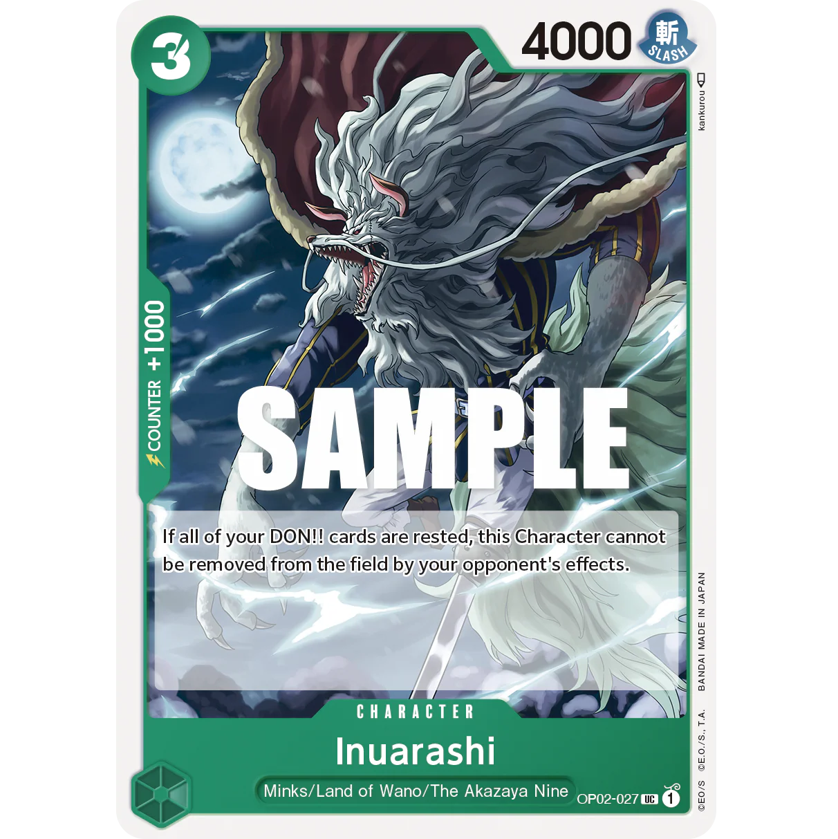 ONE PIECE CARD GAME OP02-027 UC INUARASHI "PARAMOUNT WAR INGLÉS"