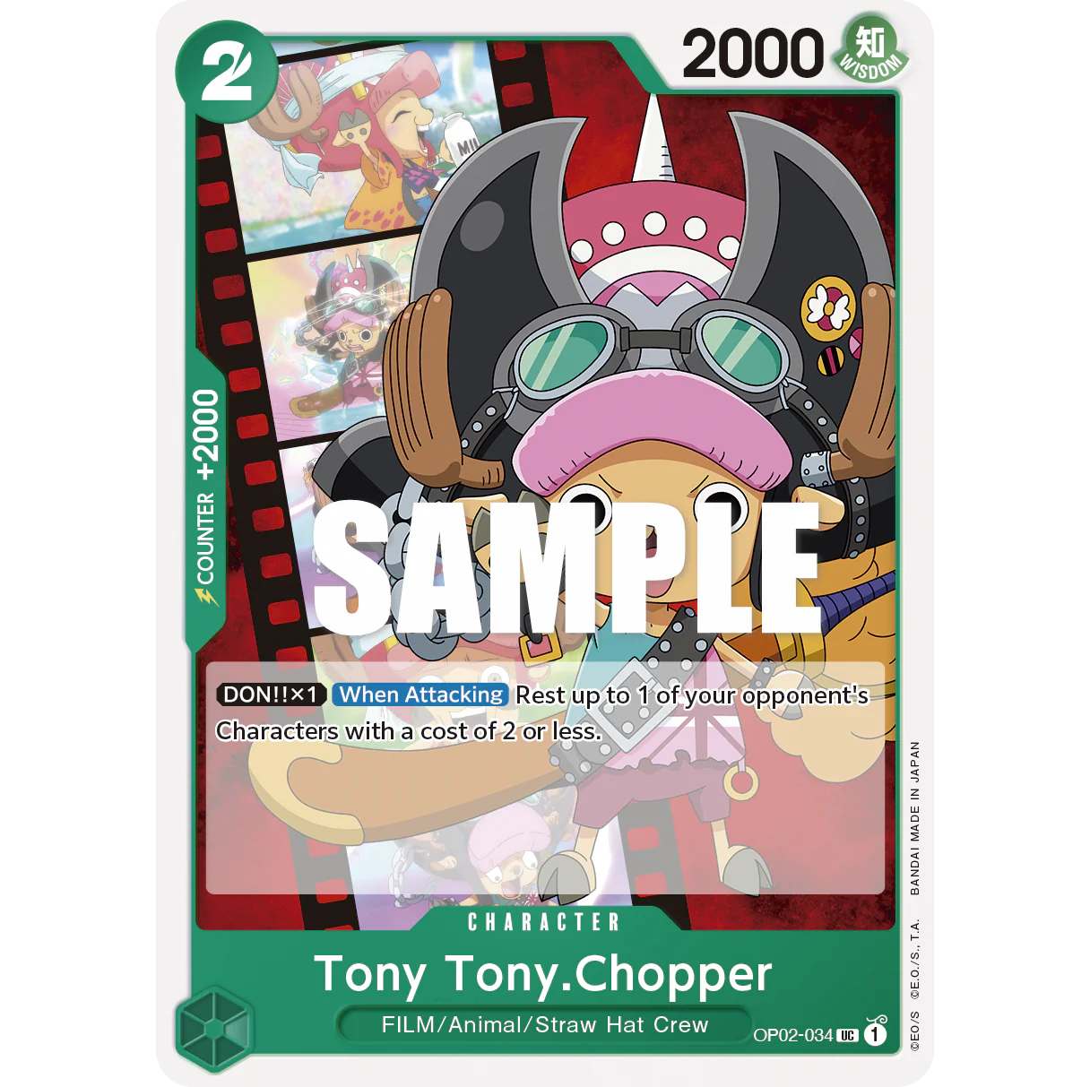 ONE PIECE CARD GAME OP02-034 UC TONY TONY CHOPPER "PARAMOUNT WAR INGLÉS"
