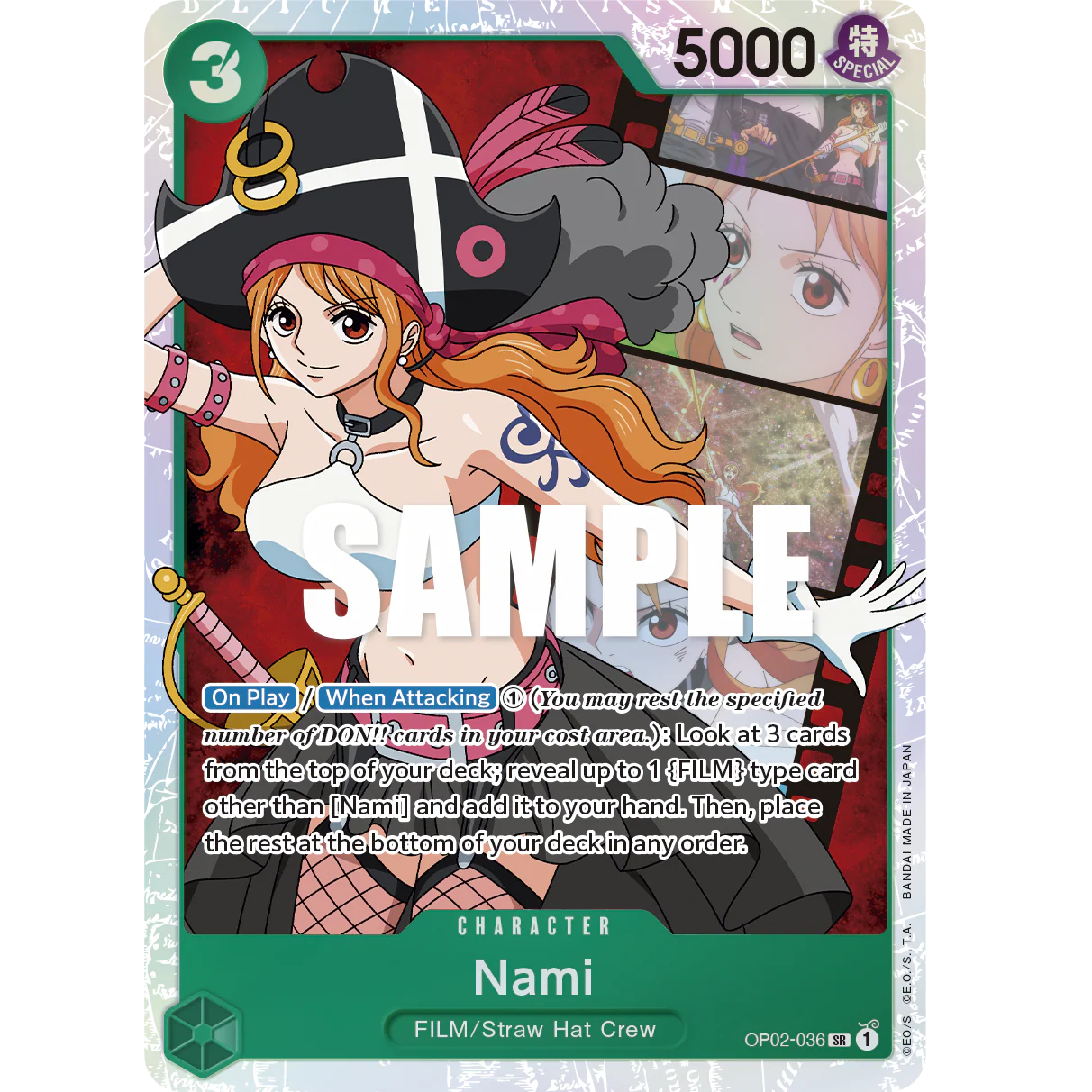 ONE PIECE CARD GAME OP02-036 SR NAMI (V.1) "PARAMOUNT WAR INGLÉS"
