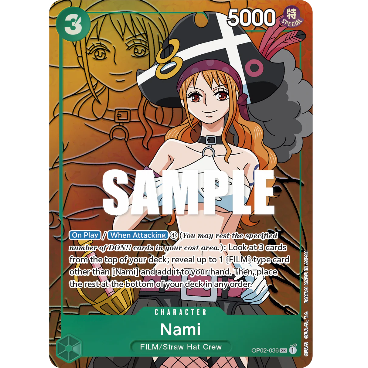 ONE PIECE CARD GAME OP02-036 SR NAMI (V.2) "PARAMOUNT WAR INGLÉS"