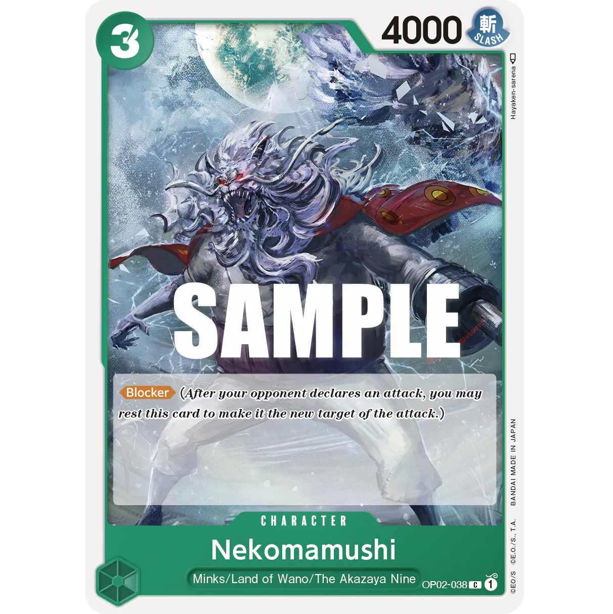 ONE PIECE CARD GAME OP02-038 C NEKOMAMUSHI "PARAMOUNT WAR INGLÉS"