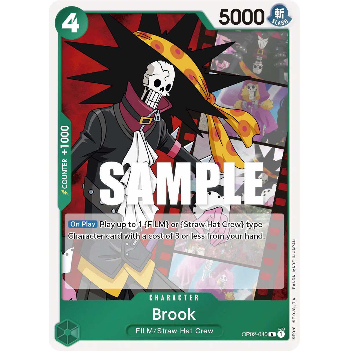 ONE PIECE CARD GAME OP02-040 R BROOK "PARAMOUNT WAR INGLÉS"