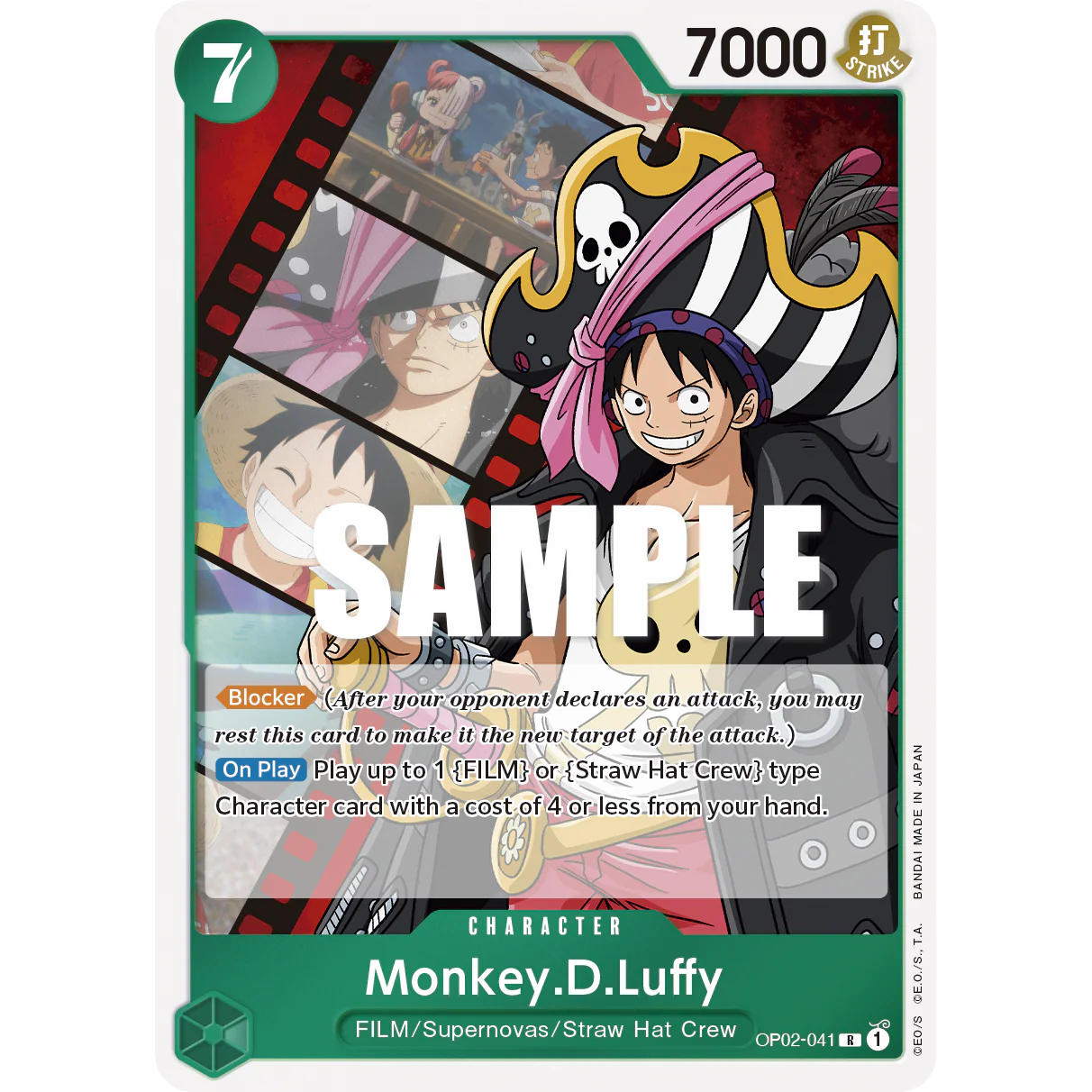 ONE PIECE CARD GAME OP02-041 R MONKEY.D.LUFFY (V.1) "PARAMOUNT WAR INGLÉS"