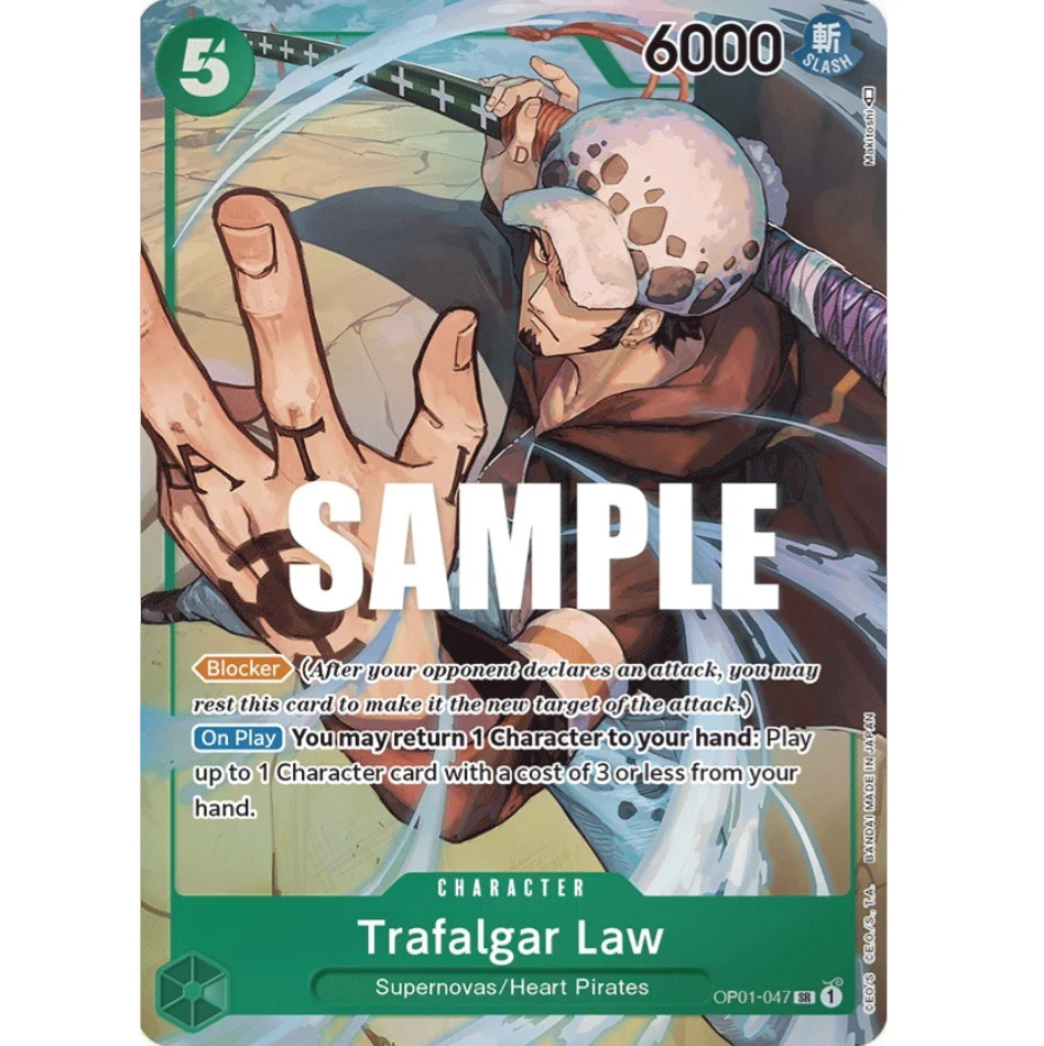 ONE PIECE CARD GAME OP01-047 SR TRAFALGAR LAW (V.2) "ROMANCE DAWN INGLÉS"