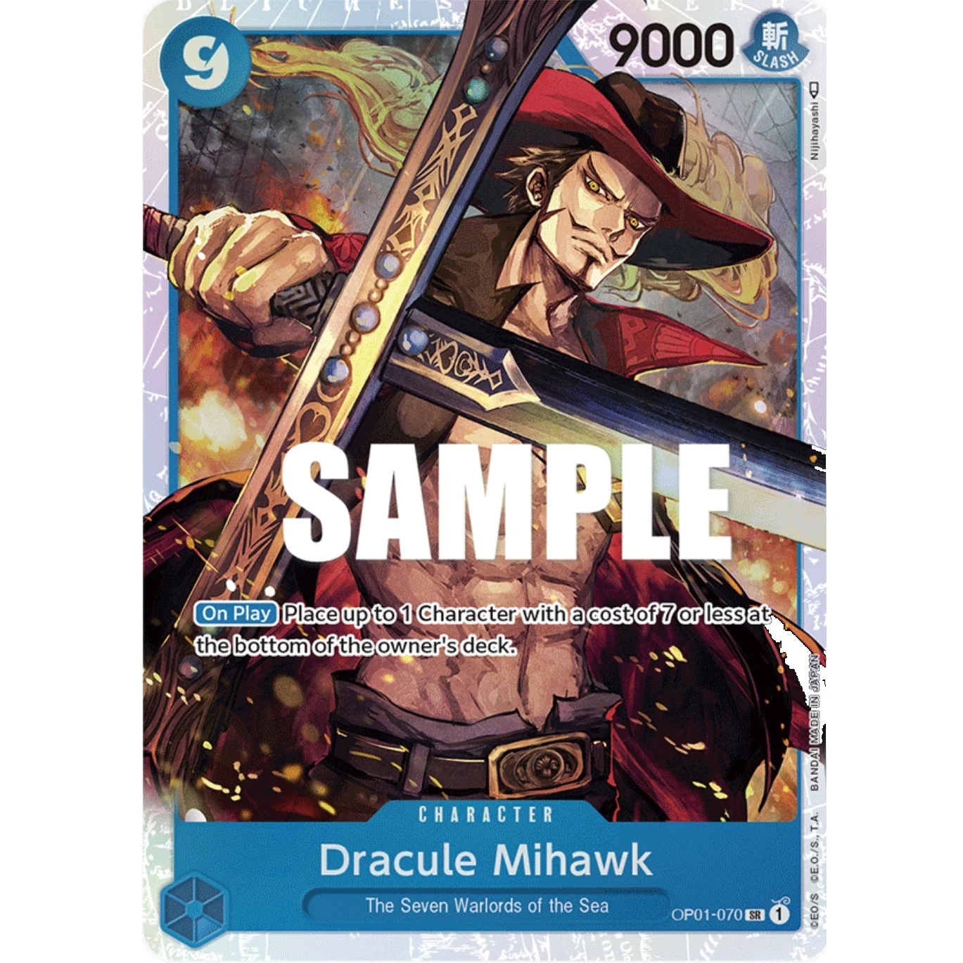 ONE PIECE CARD GAME OP01-070 SR DRACULE MIHAWK (V.1) "ROMANCE DAWN INGLÉS" lo