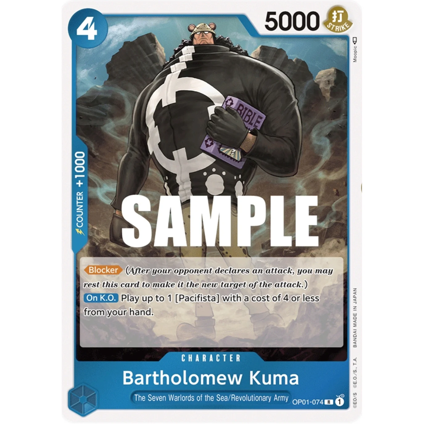 ONE PIECE CARD GAME OP01-074 R BARTHOLOMEW KUMA "ROMANCE DAWN INGLÉS"