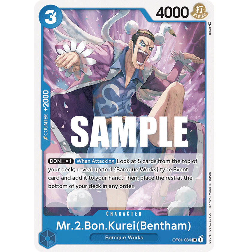 ONE PIECE CARD GAME OP01-084 UC MR 2 BON KUREI (BENTHAM) "ROMANCE DAWN INGLÉS"