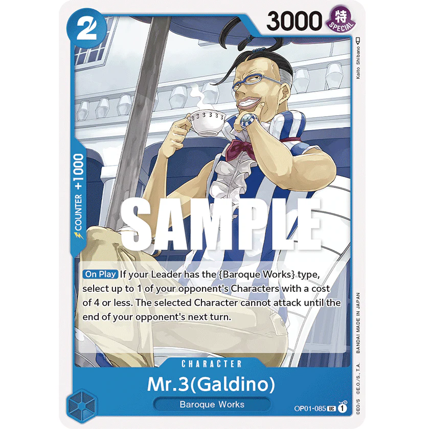 ONE PIECE CARD GAME OP01-085 UC MR.3 (GALDINO) "ROMANCE DAWN INGLÉS"