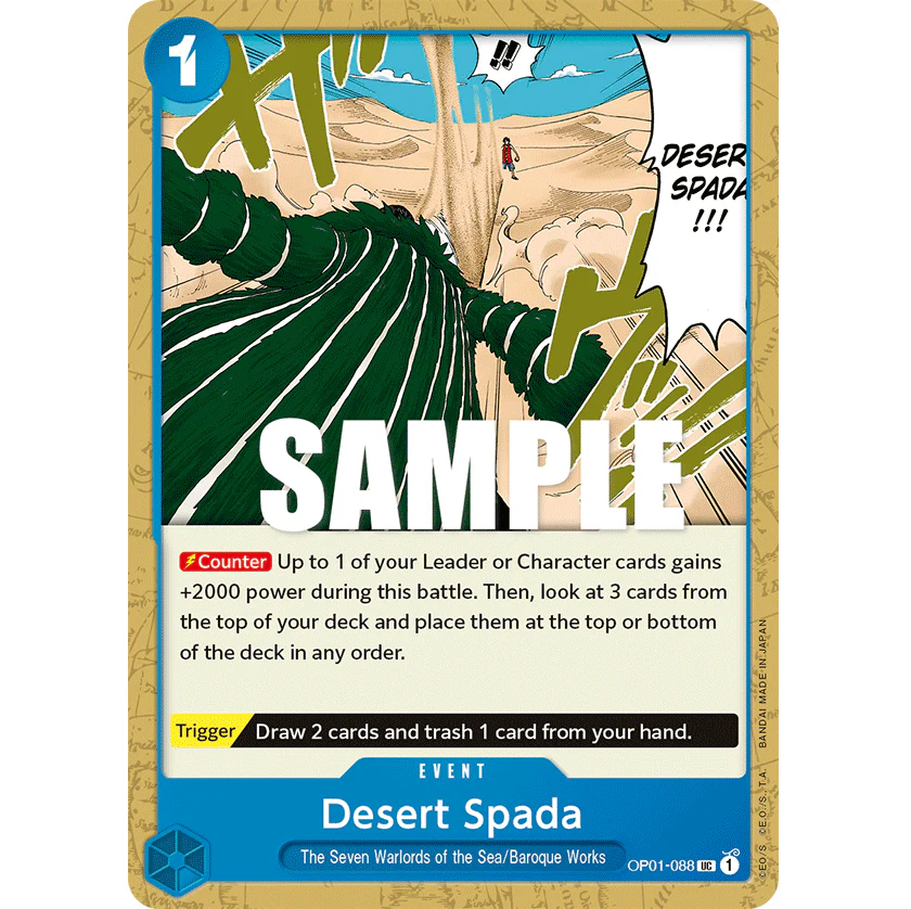ONE PIECE CARD GAME OP01-088 UC DESERT SPADA "ROMANCE DAWN INGLÉS"