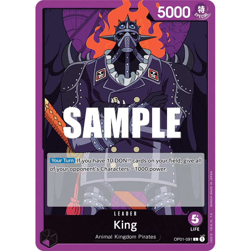 ONE PIECE CARD GAME OP01-091 L KING (V.1) "ROMANCE DAWN INGLÉS"