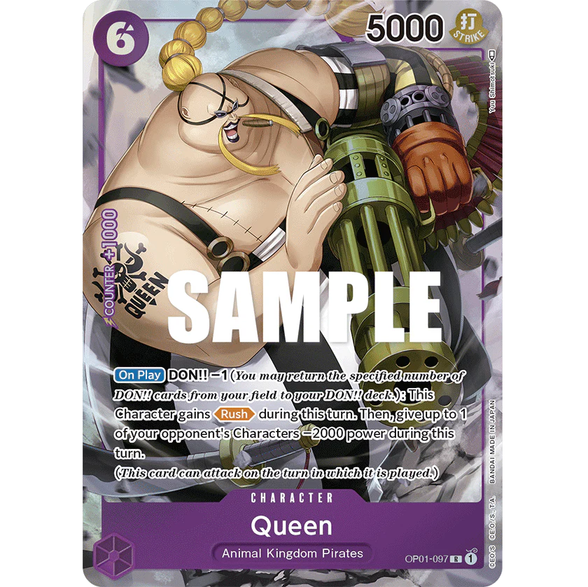 ONE PIECE CARD GAME OP01-097 R QUEEN (V.2) "ROMANCE DAWN INGLÉS"