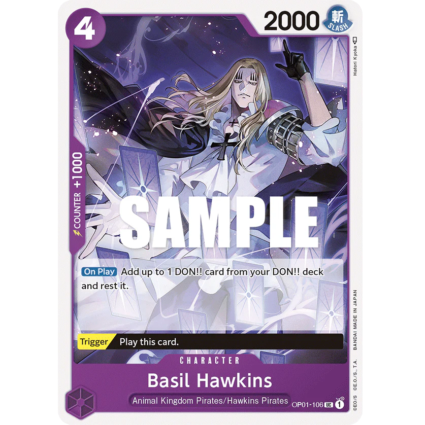 ONE PIECE CARD GAME OP01-106 UC BASIL HAWKINS "ROMANCE DAWN INGLÉS"
