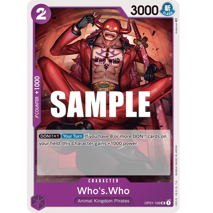 ONE PIECE CARD GAME OP01-109 UC WHO'S WHO (V.1) "ROMANCE DAWN INGLÉS"