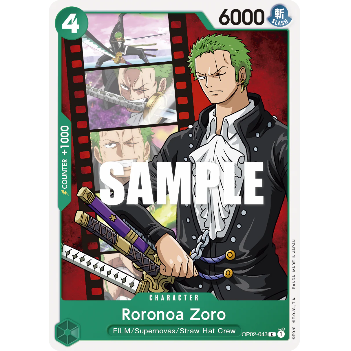 ONE PIECE CARD GAME OP02-043 C RORONOA ZORO "PARAMOUNT WAR INGLÉS"