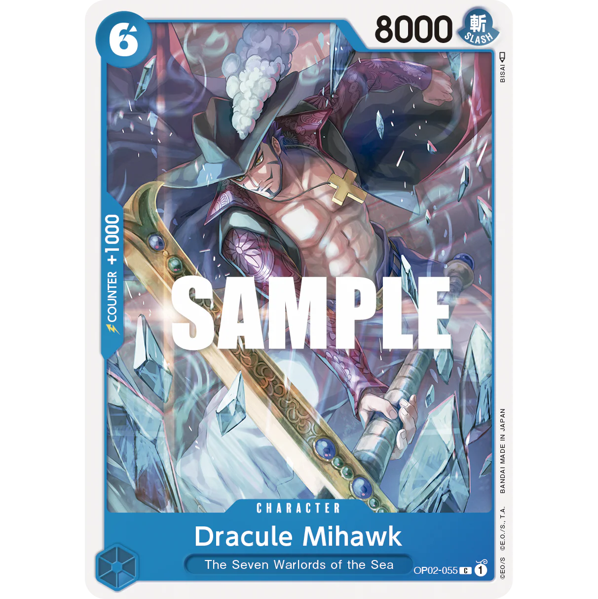 ONE PIECE CARD GAME OP02-055 C DRACULE MIHAWK "PARAMOUNT WAR INGLÉS"