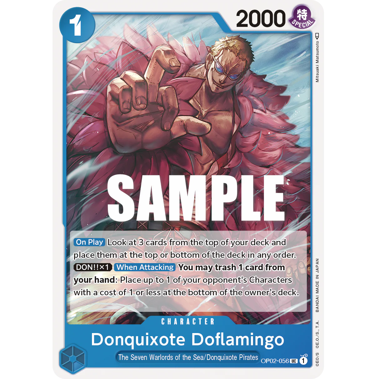 ONE PIECE CARD GAME OP02-056 UC DONQUIXOTE DOFLAMINGO "PARAMOUNT WAR INGLÉS"