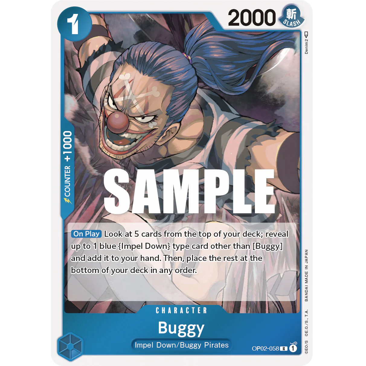 ONE PIECE CARD GAME OP02-058 R BUGGY (V.1) "PARAMOUNT WAR INGLÉS"
