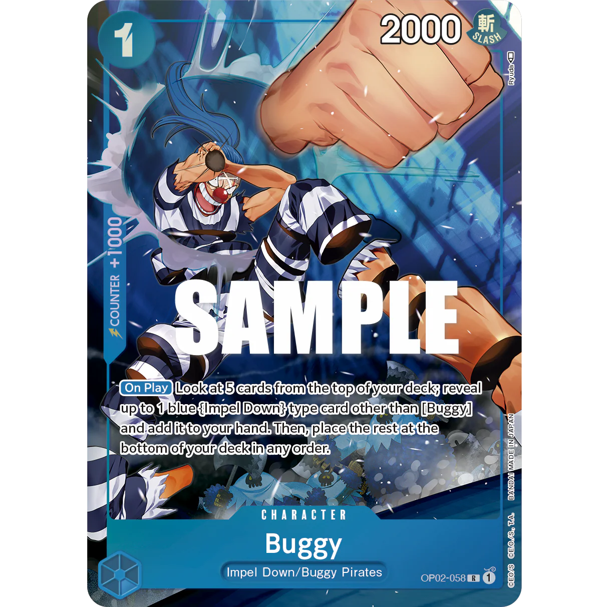 ONE PIECE CARD GAME OP02-058 R BUGGY (V.2) "PARAMOUNT WAR INGLÉS"