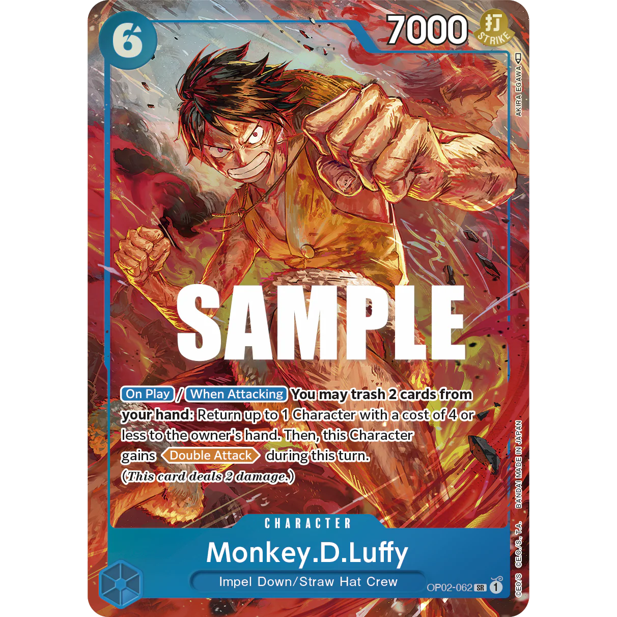 ONE PIECE CARD GAME OP02-060 SR MONKEY.D.LUFFY (V.2) "PARAMOUNT WAR INGLÉS"