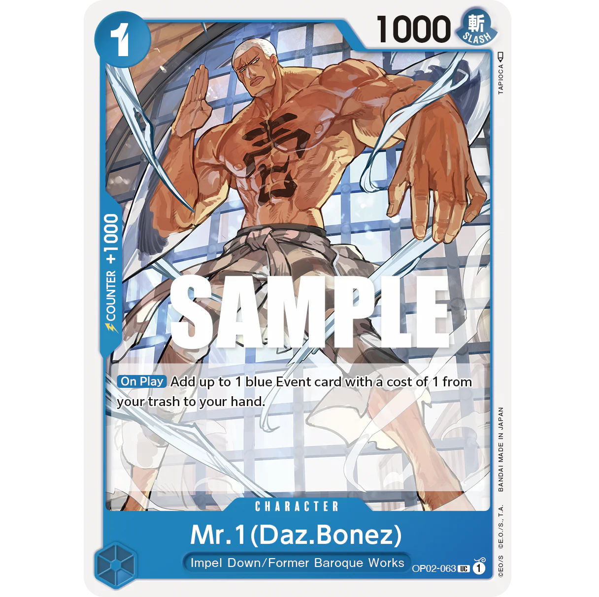 ONE PIECE CARD GAME OP02-063 UC MR.1 (DAZ BONEZ) "PARAMOUNT WAR INGLÉS"