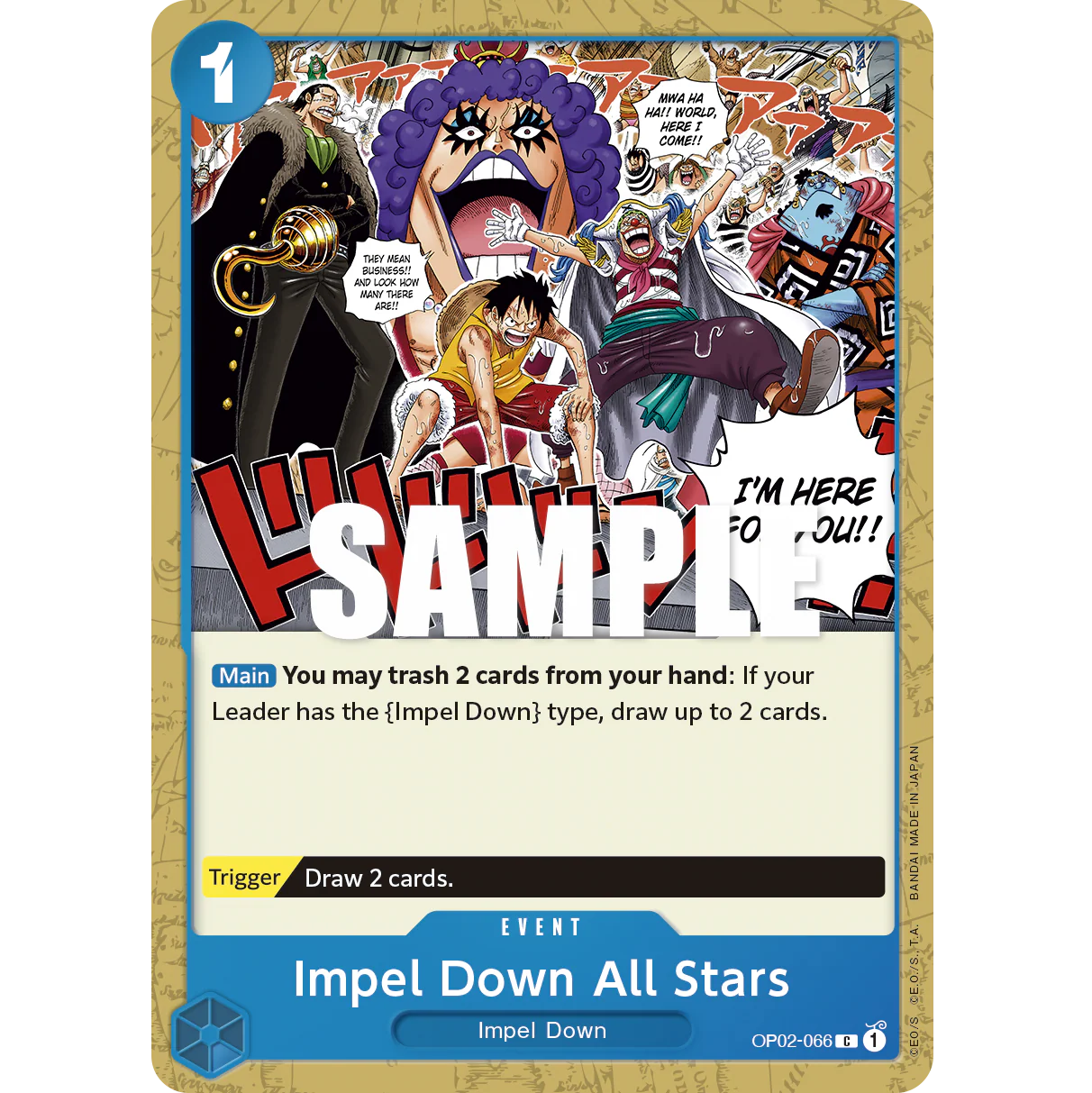 ONE PIECE CARD GAME OP02-066 C IMPEL DOWN ALL STARS "PARAMOUNT WAR INGLÉS"