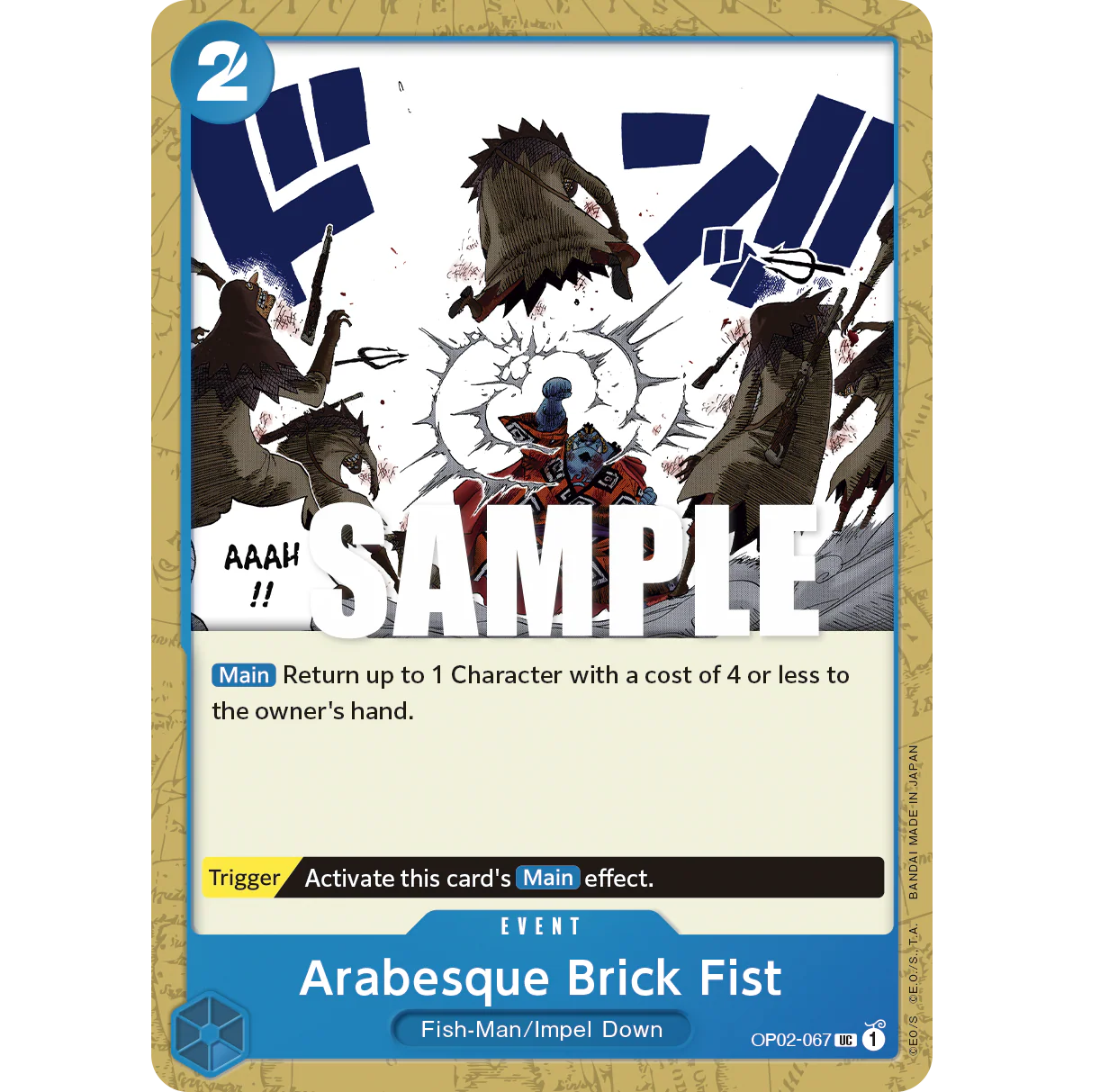 ONE PIECE CARD GAME OP02-067 UC ARABESQUE BRICK FIST "PARAMOUNT WAR INGLÉS"