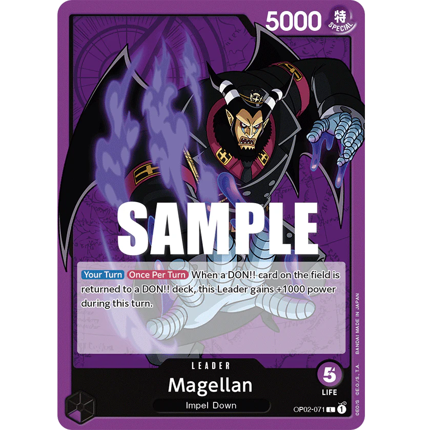 ONE PIECE CARD GAME OP02-071 L MAGELLAN (V.1) "PARAMOUNT WAR INGLÉS"