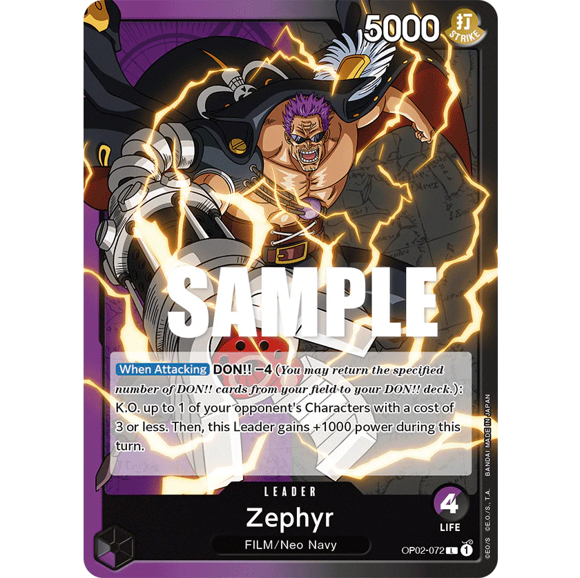 ONE PIECE CARD GAME OP02-072 L ZEPHYR (V.1) "PARAMOUNT WAR INGLÉS"
