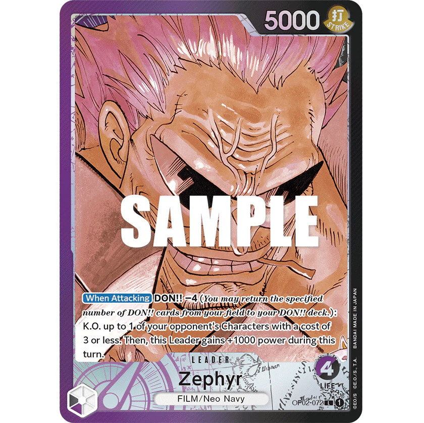 ONE PIECE CARD GAME OP02-072 L ZEPHYR (V.2) "PARAMOUNT WAR INGLÉS"