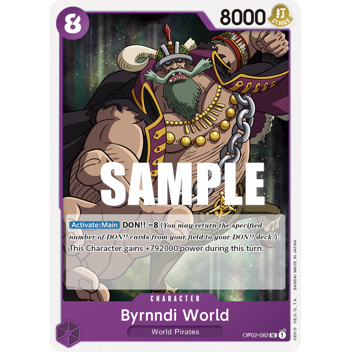 ONE PIECE CARD GAME OP02-082 UC BYRNNDI WORLD "PARAMOUNT WAR INGLÉS"