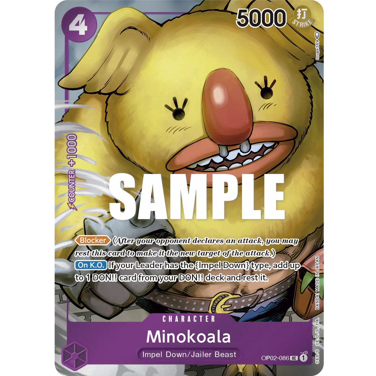 ONE PIECE CARD GAME OP02-086 UC MINOKOALA (V.2) "PARAMOUNT WAR INGLÉS"