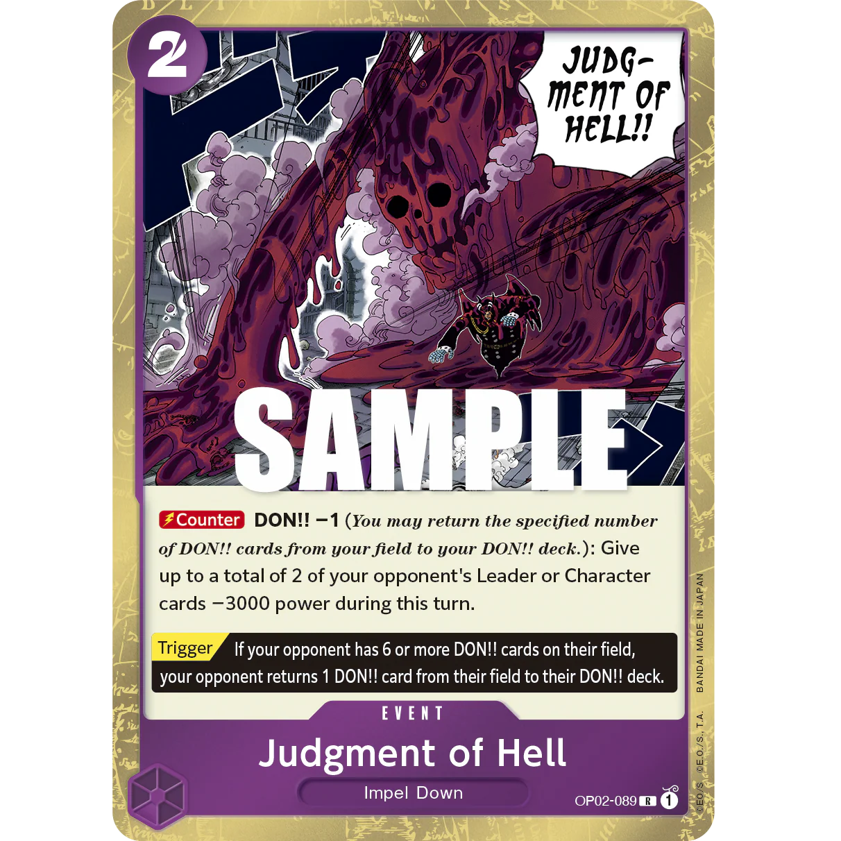 ONE PIECE CARD GAME OP02-089 R JUDGMENT OF HELL "PARAMOUNT WAR INGLÉS"